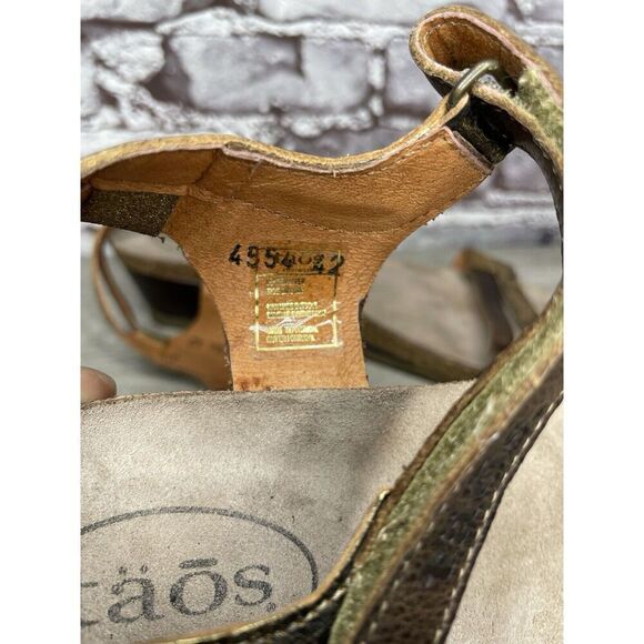 Taos Gold Brown Leather Ankle Strap Cork Wedge Sandals Women Sz 42EU/11M US - Picture 13 of 16